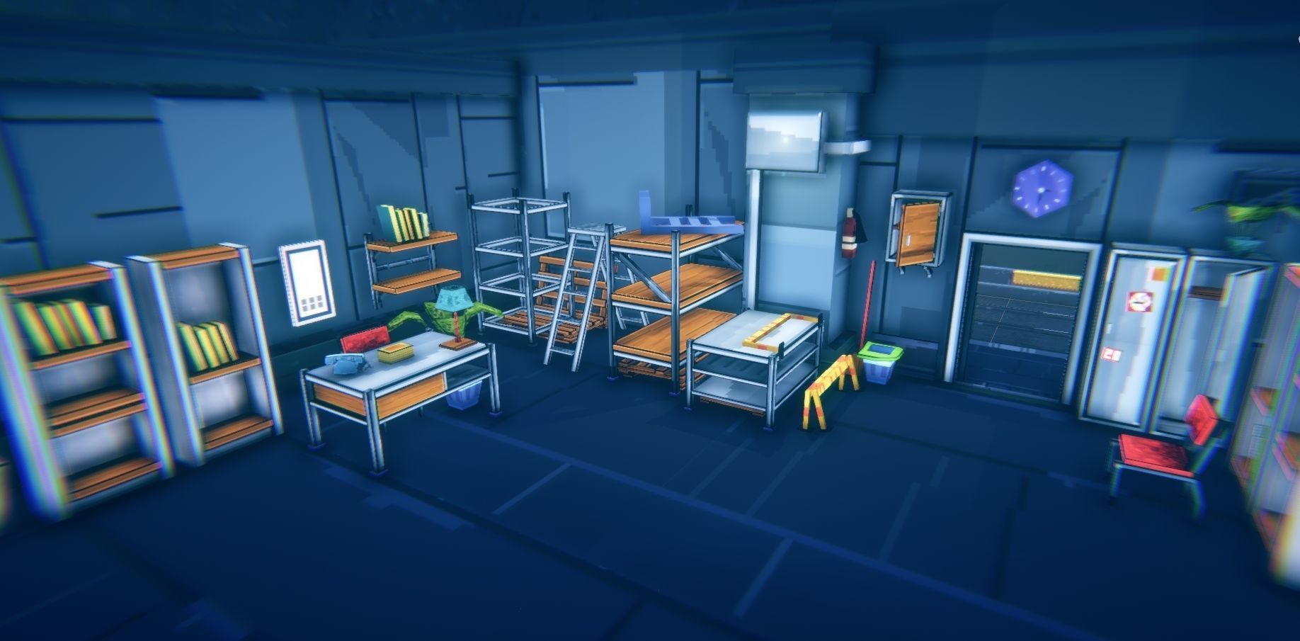 3D Pixel-Art Underground Subway Metro Station level Modular Kit Low-poly 3D model_11