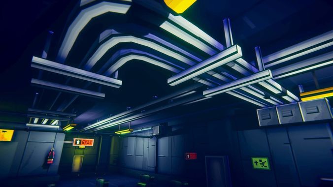 3D Pixel-Art Underground Subway Metro Station level Modular Kit Low-poly 3D model_21