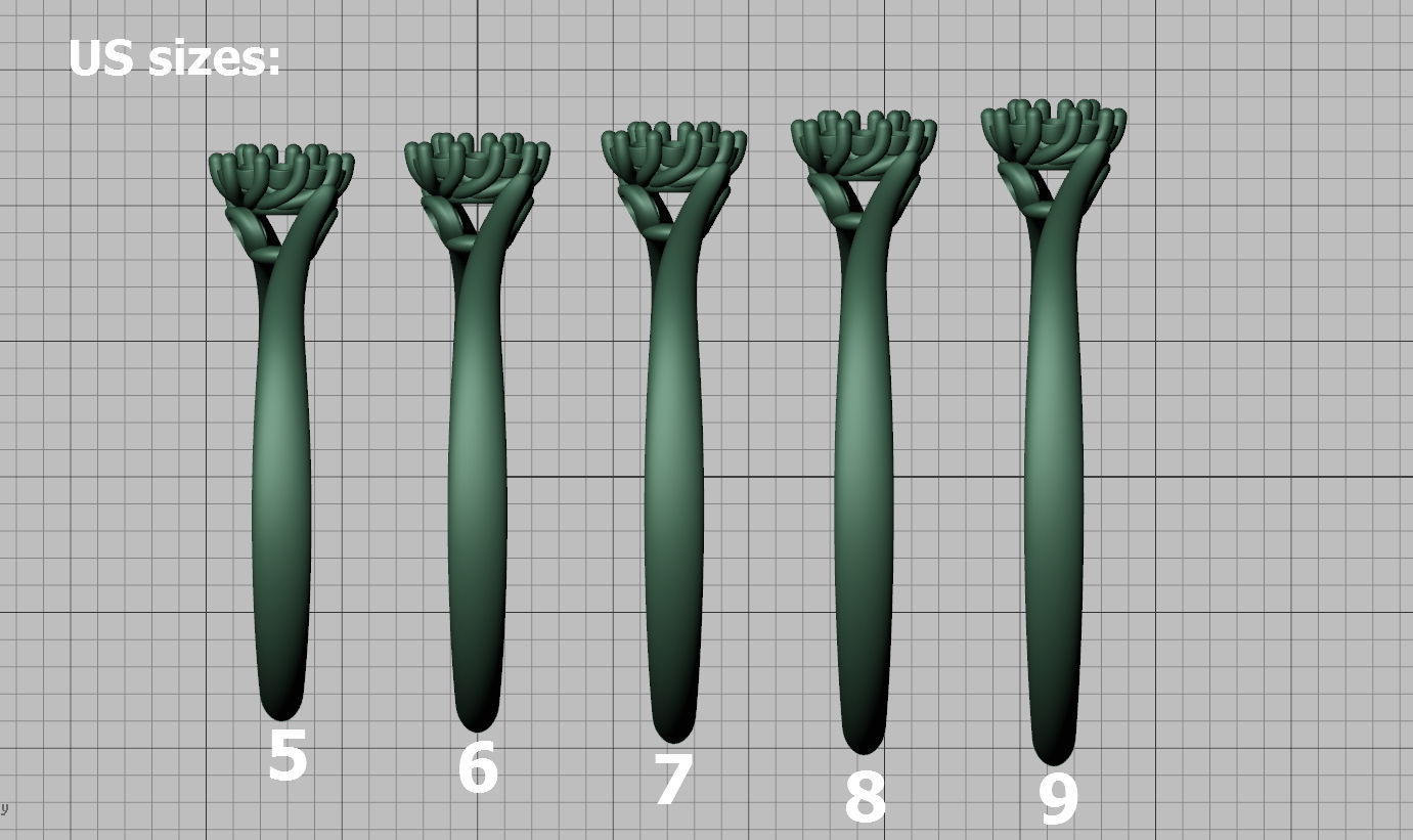 Engagement ring Own design Paradise V2 122 MANY SIZES 3D print model_8