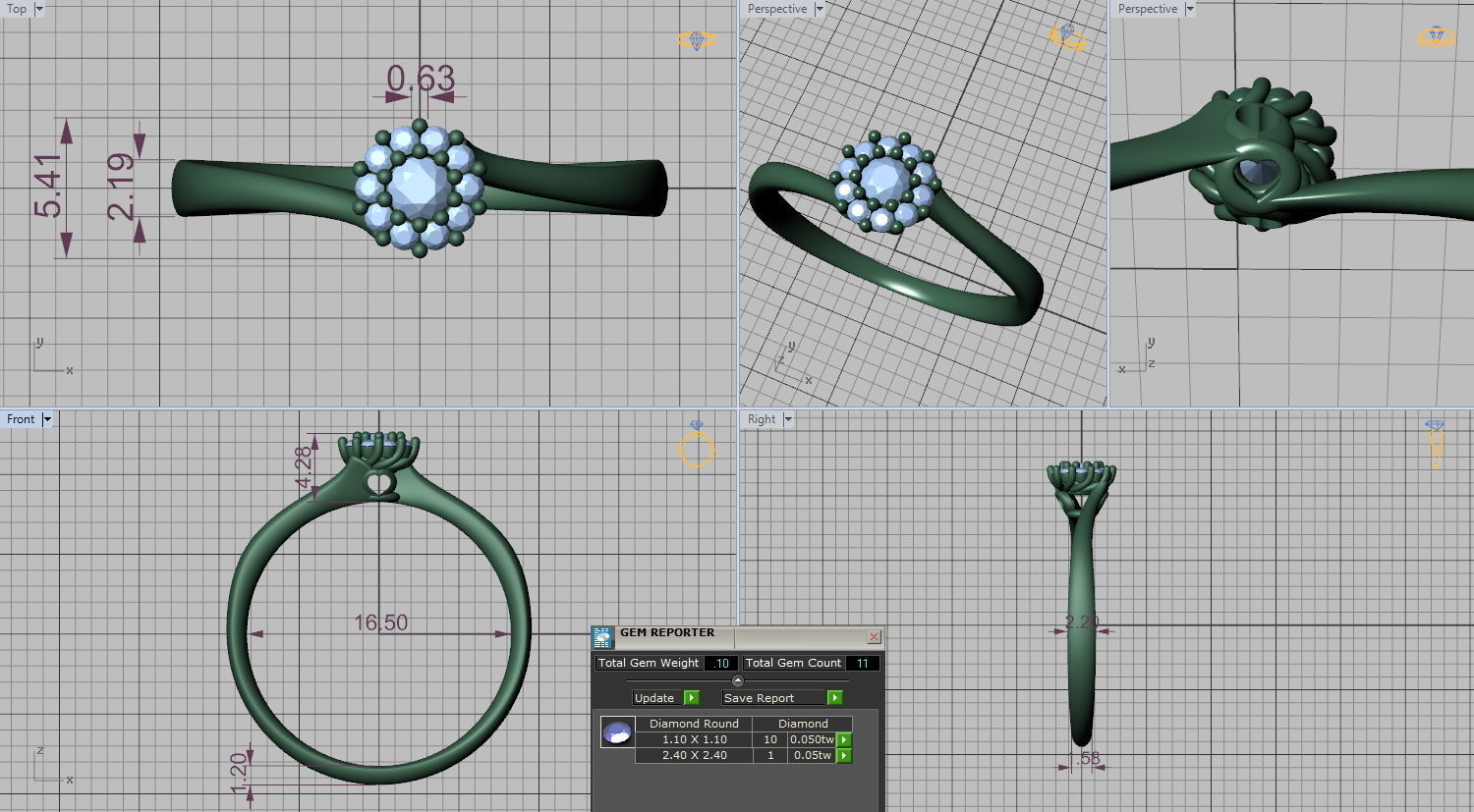 Engagement ring Own design Paradise V2 122 MANY SIZES 3D print model_9