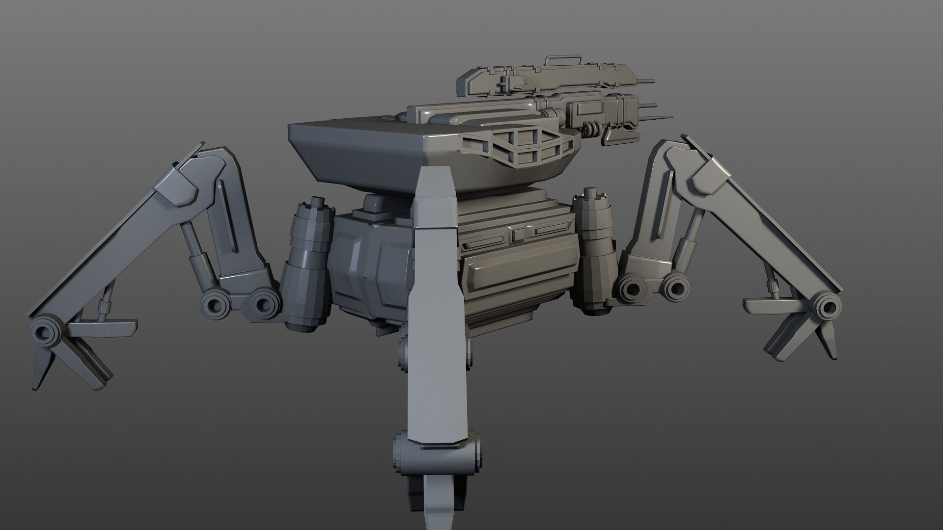 Spider-Tank sci - fi robot Free low-poly 3D model_2