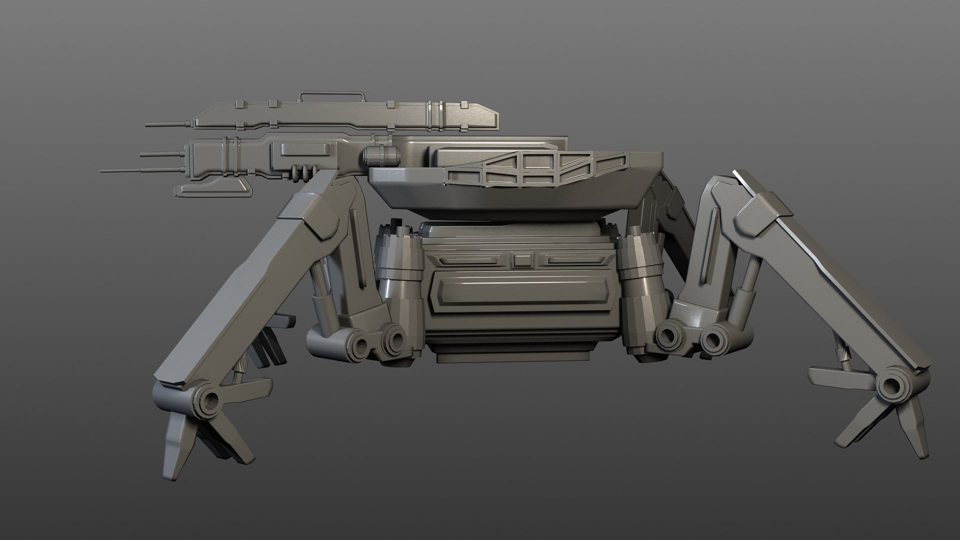 Spider-Tank sci - fi robot Free low-poly 3D model_1