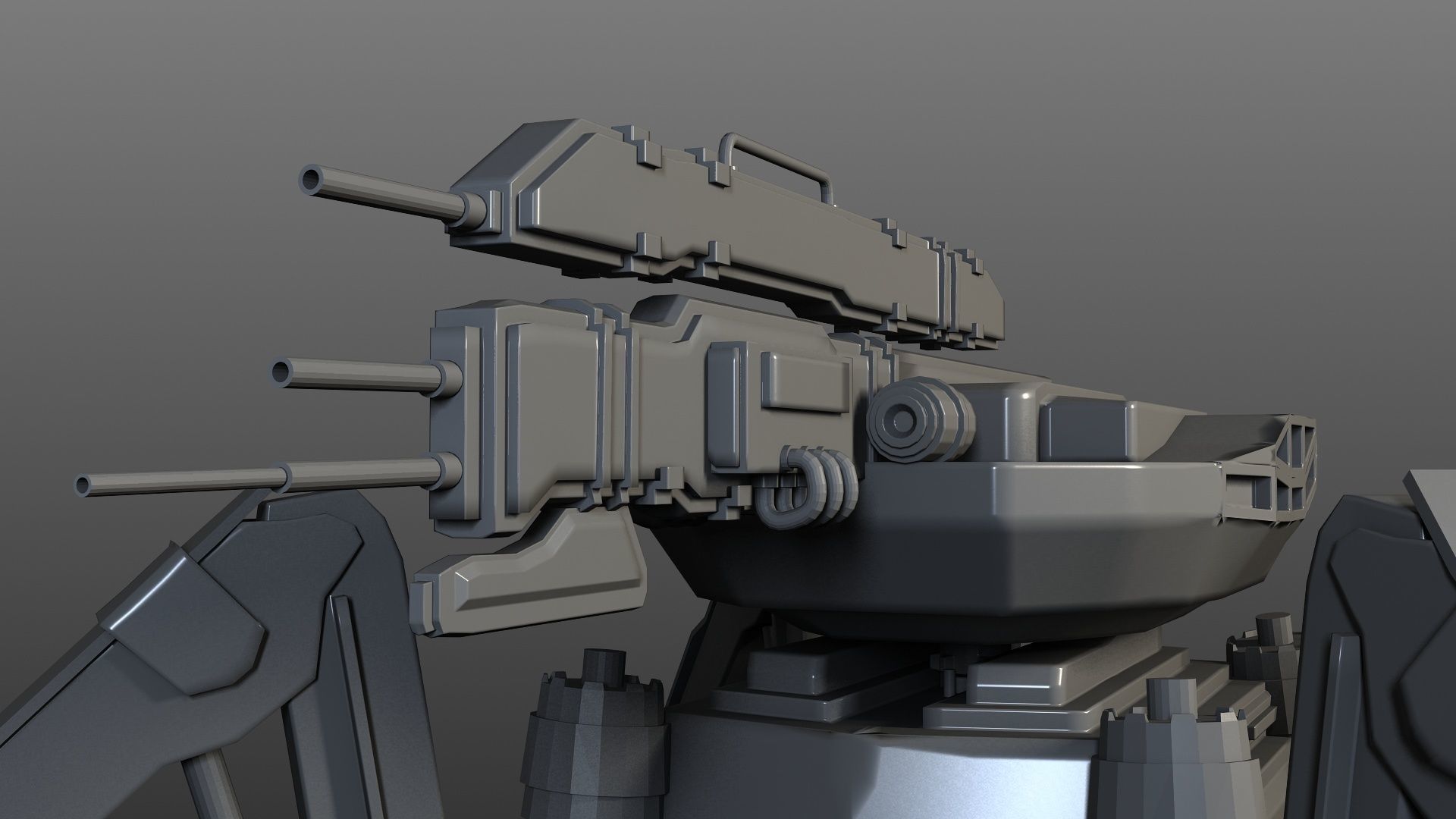 Spider-Tank sci - fi robot Free low-poly 3D model_3