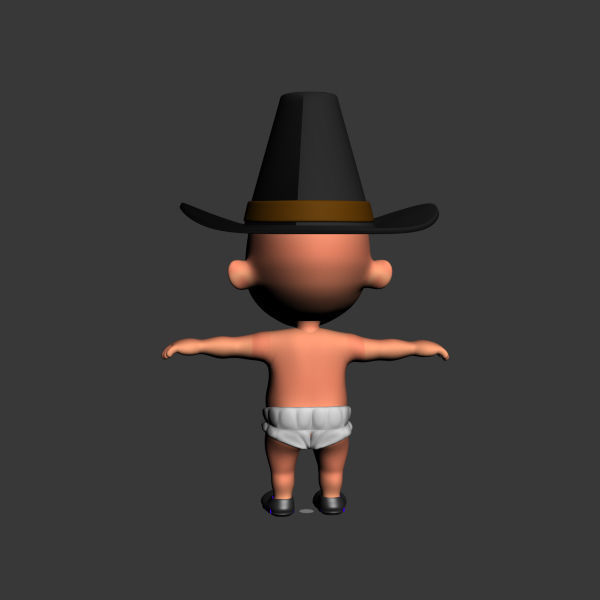 Thanksgiving Pilgrim baby cartoon rigged 3D model_8