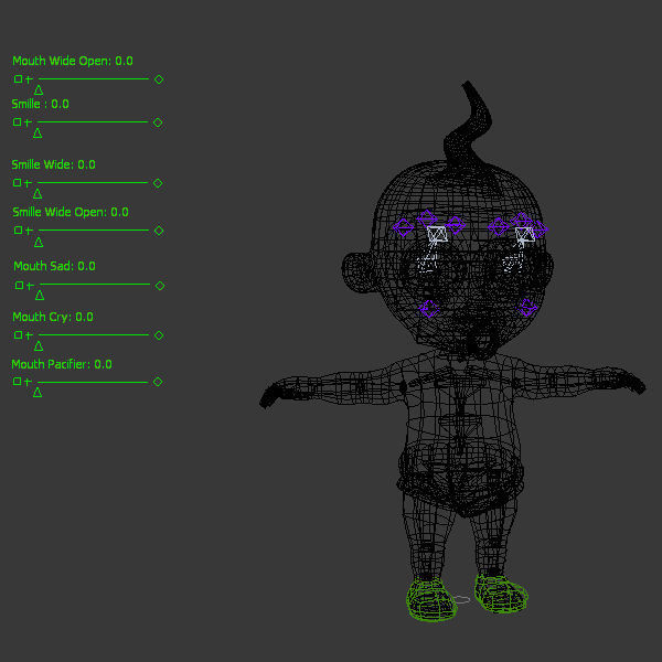 Thanksgiving Pilgrim baby cartoon rigged 3D model_9