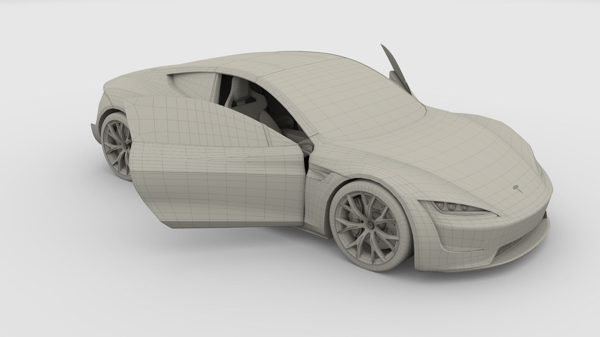 Tesla Roadster Yellow with Interior 3D model_22