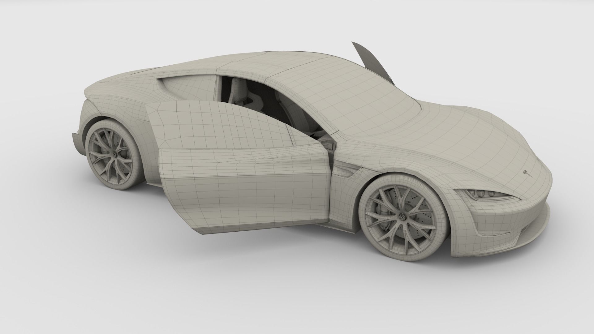 Tesla Roadster Yellow with Interior 3D model_19