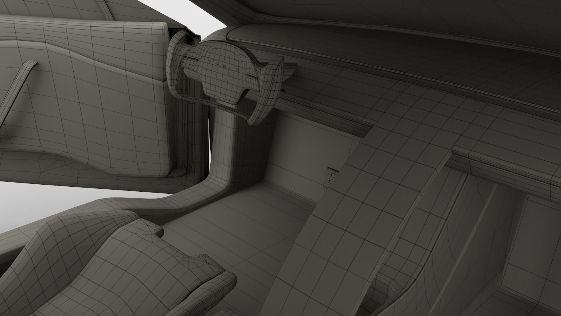 Tesla Roadster Yellow with Interior 3D model_24