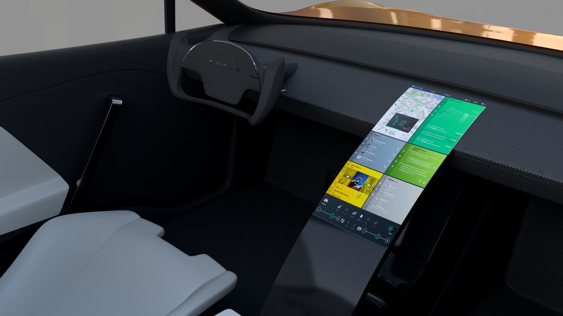 Tesla Roadster Yellow with Interior 3D model_1