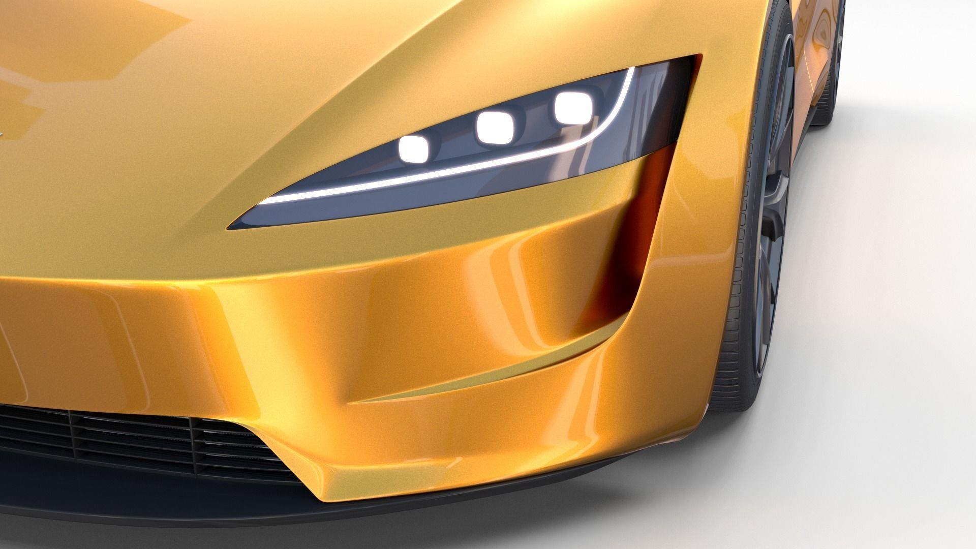 Tesla Roadster Yellow with Interior 3D model_9