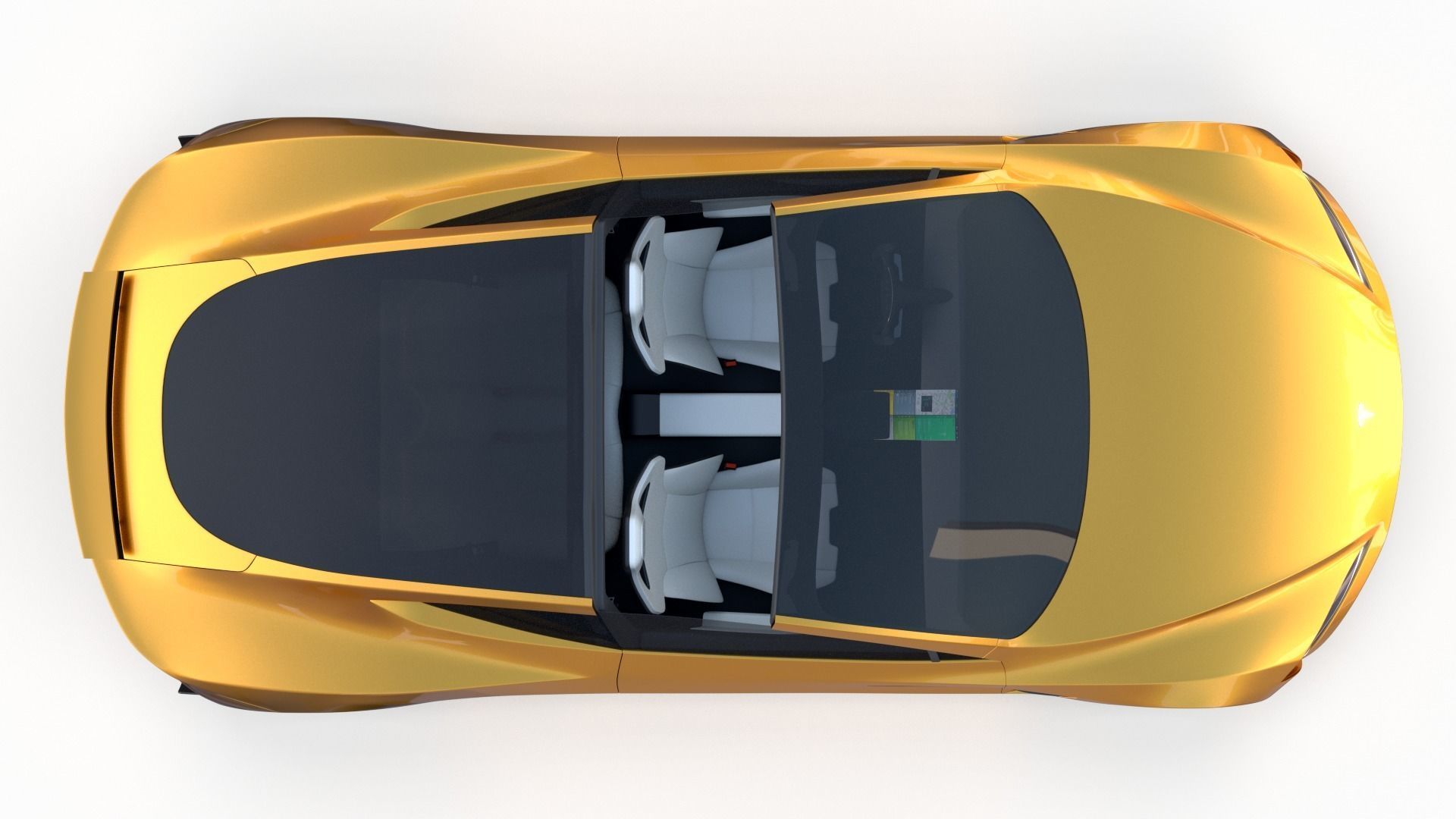 Tesla Roadster Yellow with Interior 3D model_32