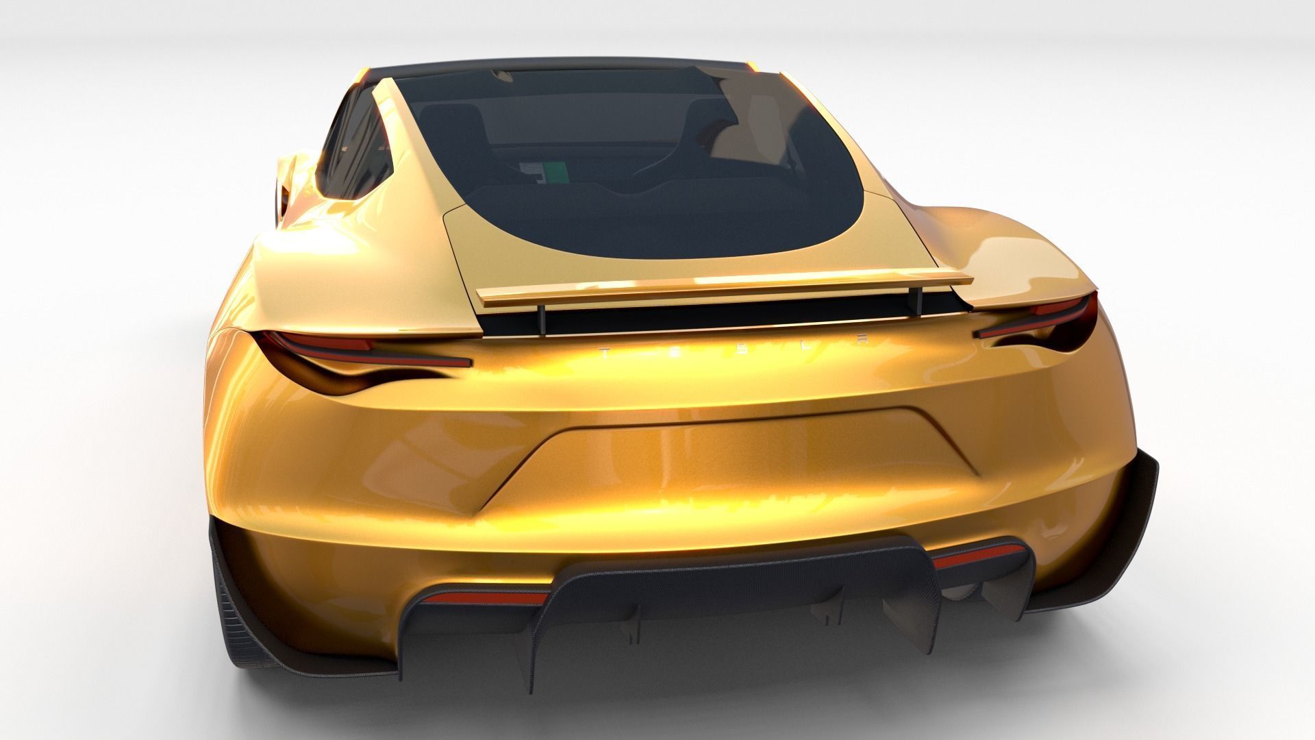 Tesla Roadster Yellow with Interior 3D model_33
