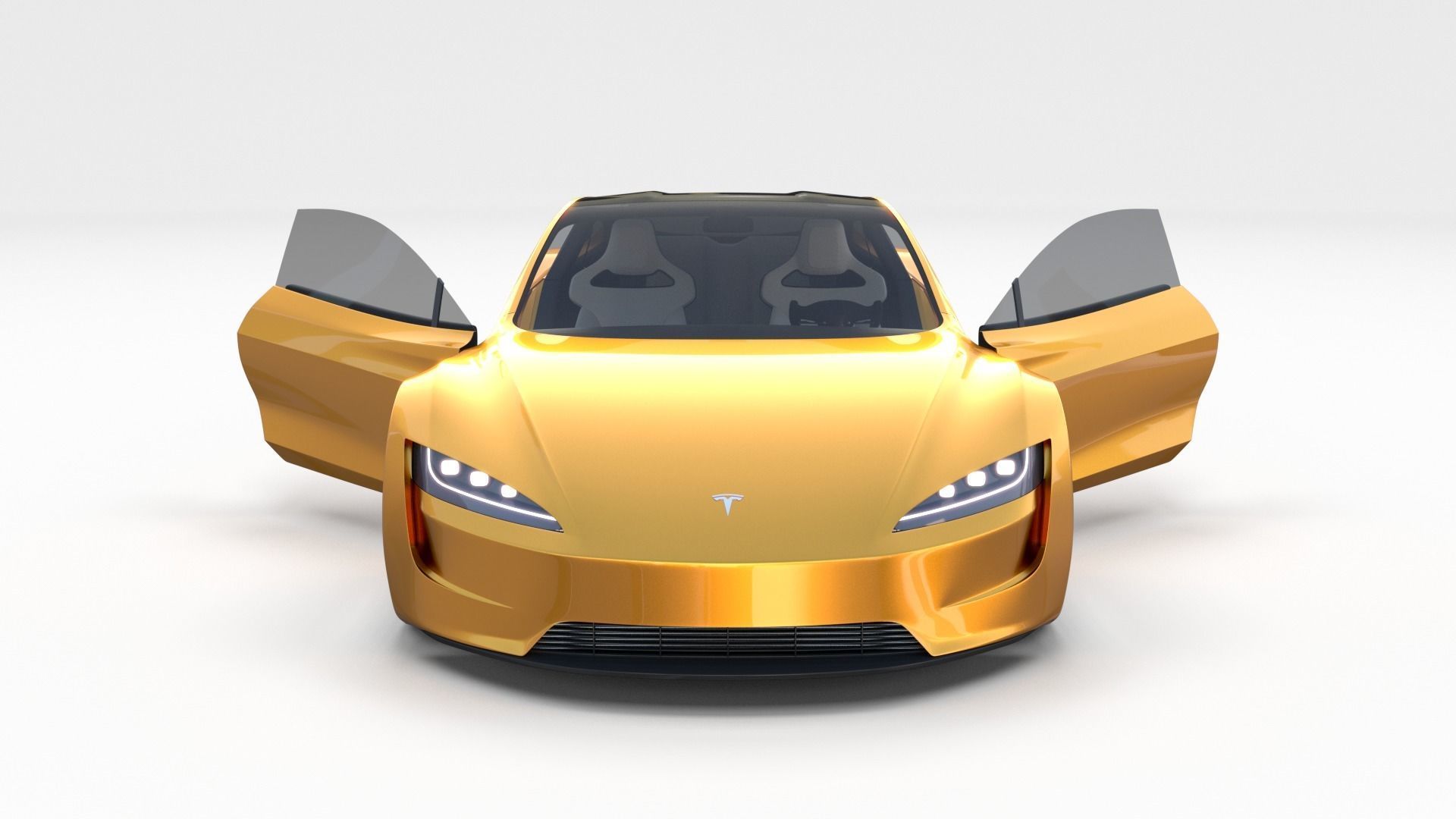 Tesla Roadster Yellow with Interior 3D model_10