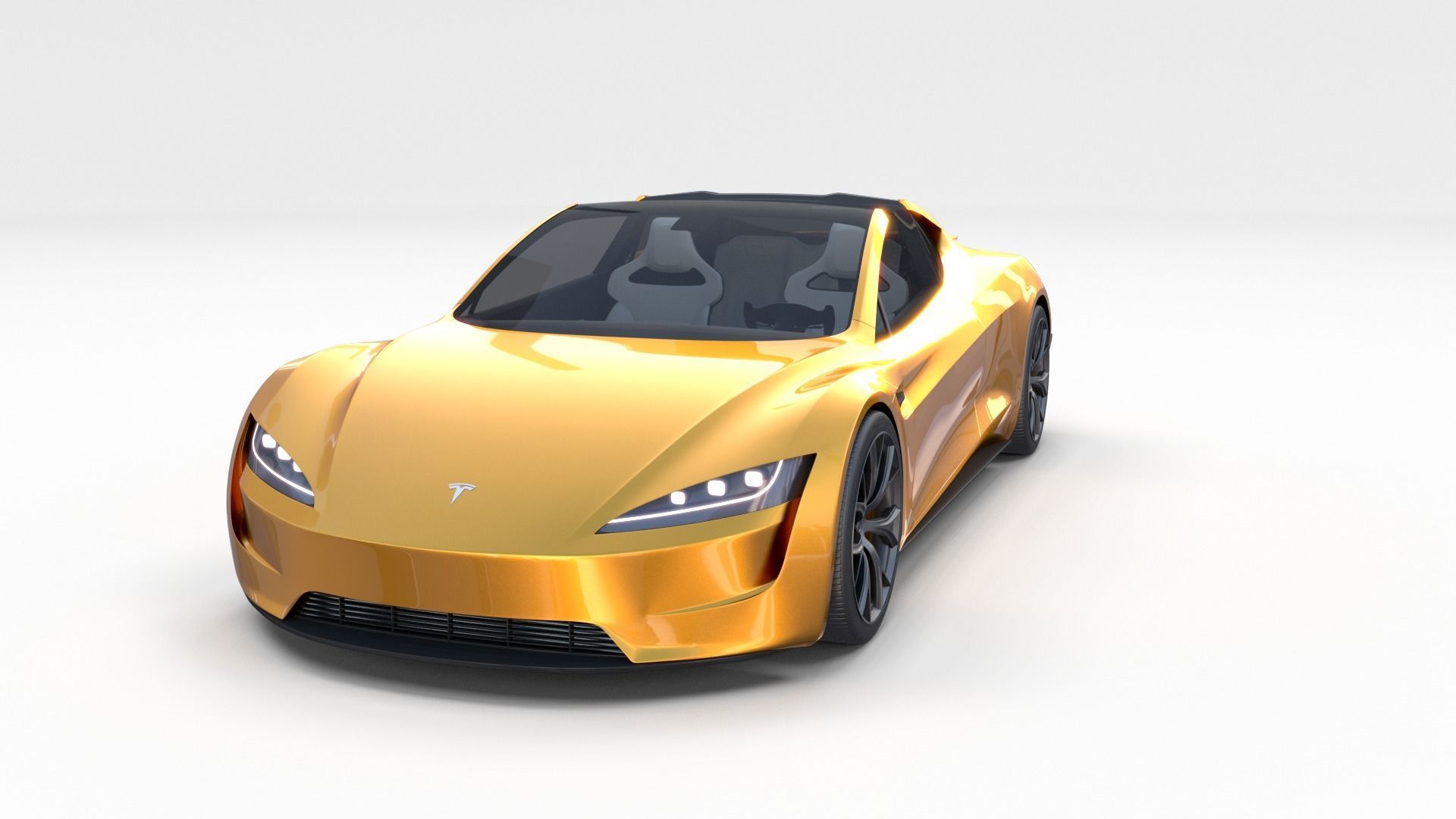 Tesla Roadster Yellow with Interior 3D model_26