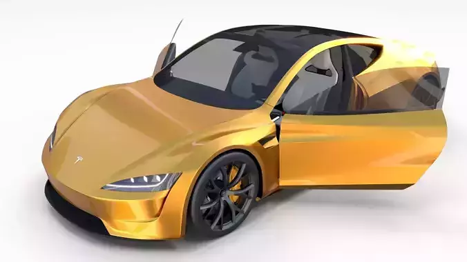 Tesla Roadster Yellow with Interior 3D model Tesla Roadster Yellow with Interior 3D model