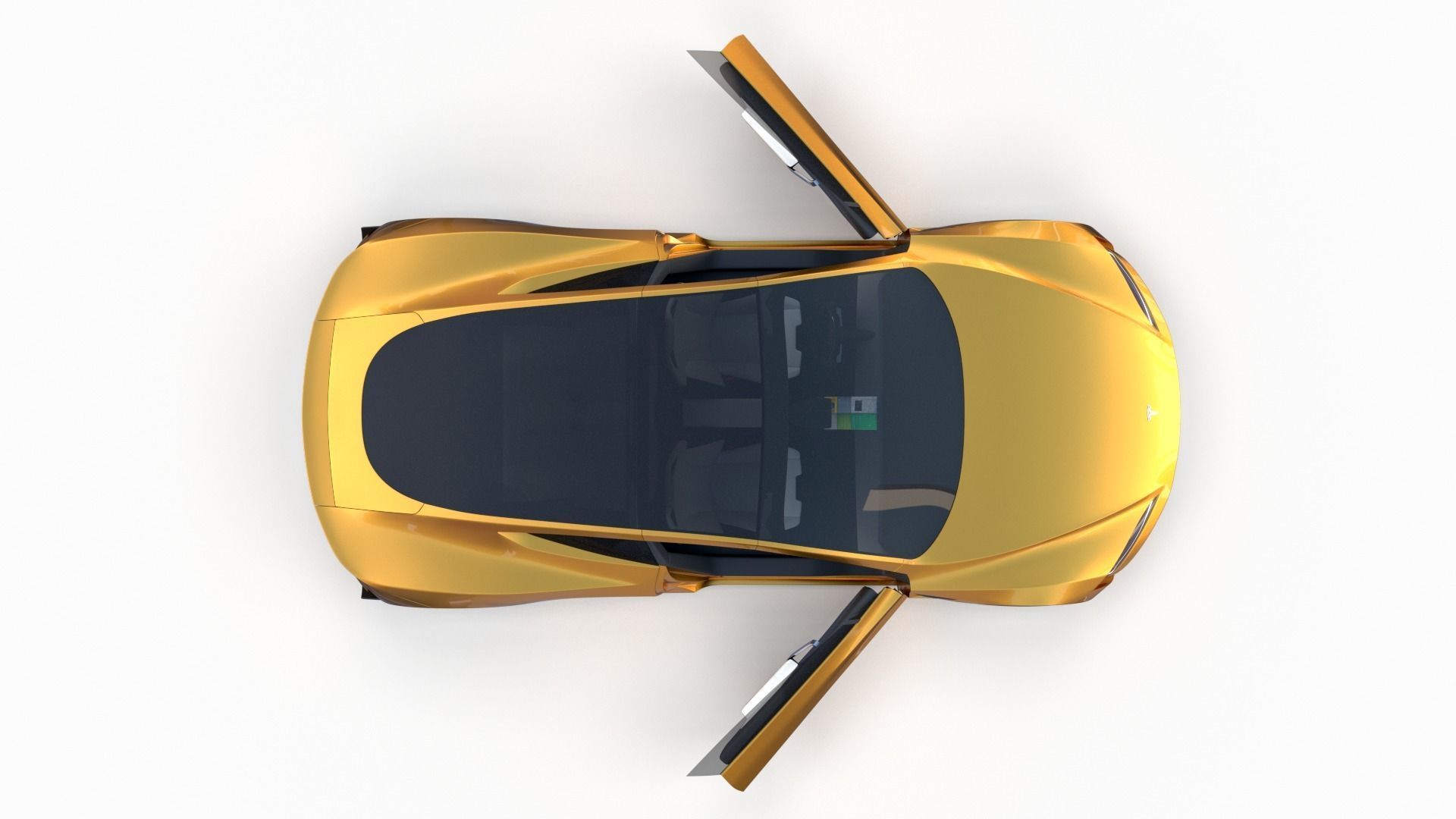 Tesla Roadster Yellow with Interior 3D model_37