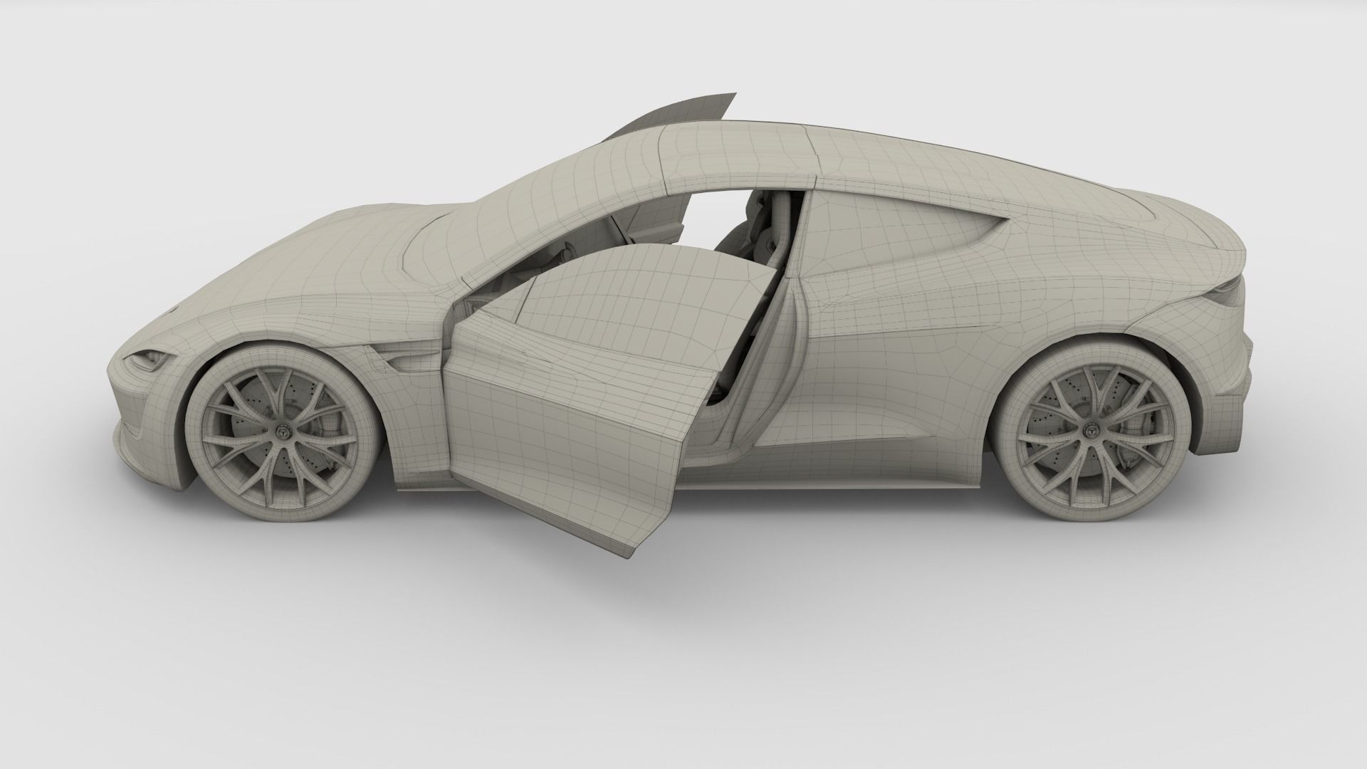 Tesla Roadster Yellow with Interior 3D model_18