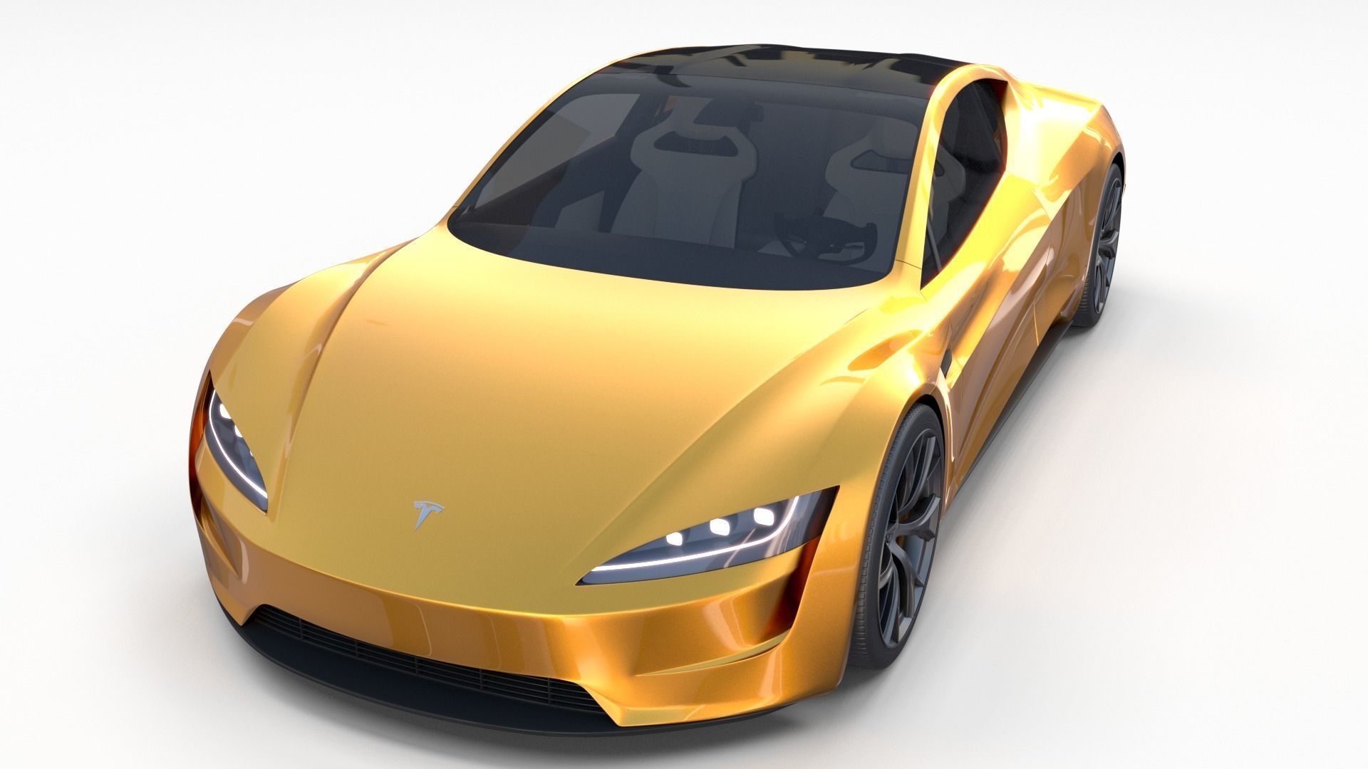 Tesla Roadster Yellow with Interior 3D model_15
