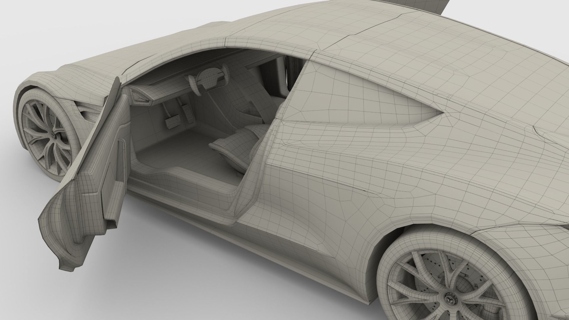 Tesla Roadster Yellow with Interior 3D model_23