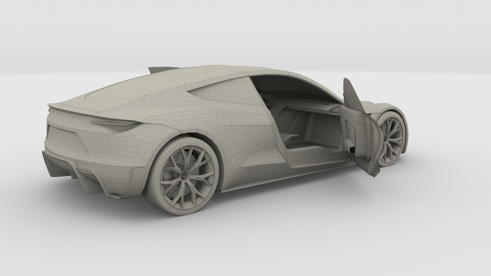 Tesla Roadster Yellow with Interior 3D model_12