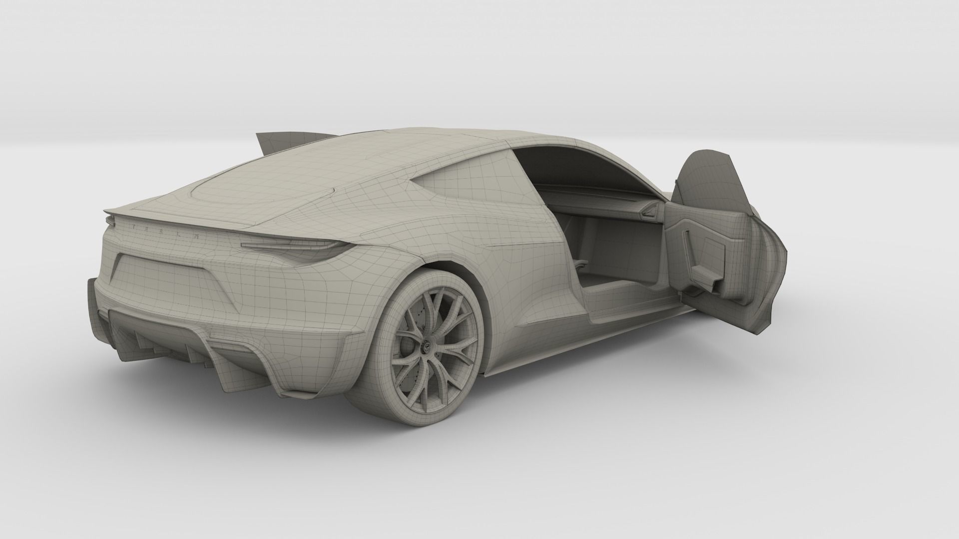 Tesla Roadster Yellow with Interior 3D model_11