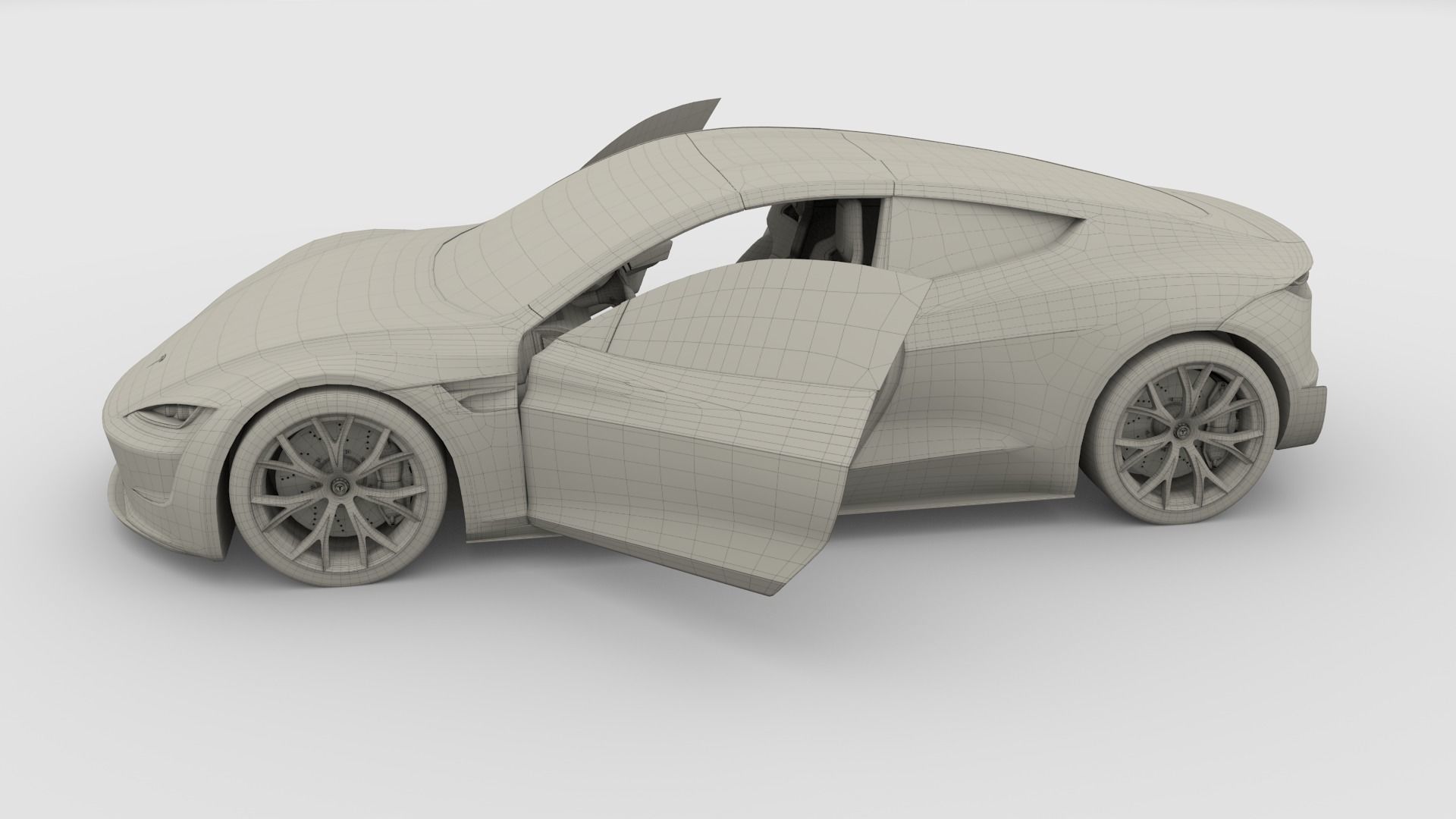 Tesla Roadster Yellow with Interior 3D model_14