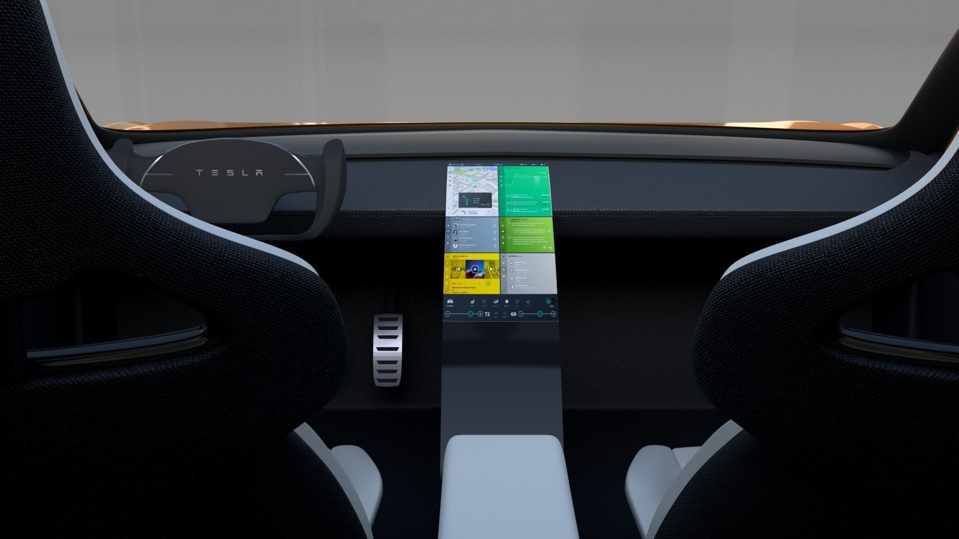 Tesla Roadster Yellow with Interior 3D model_34