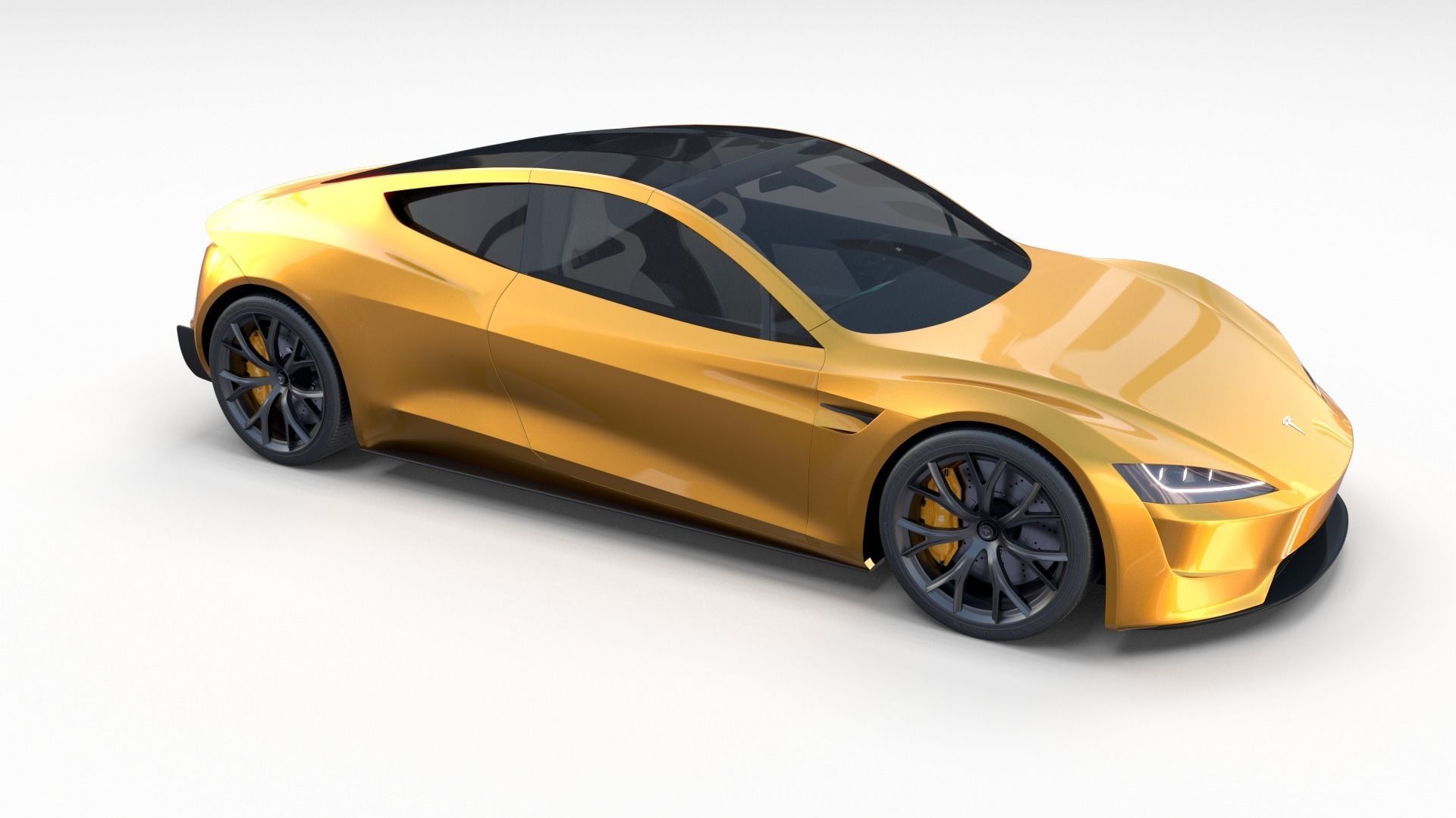 Tesla Roadster Yellow with Interior 3D model_16