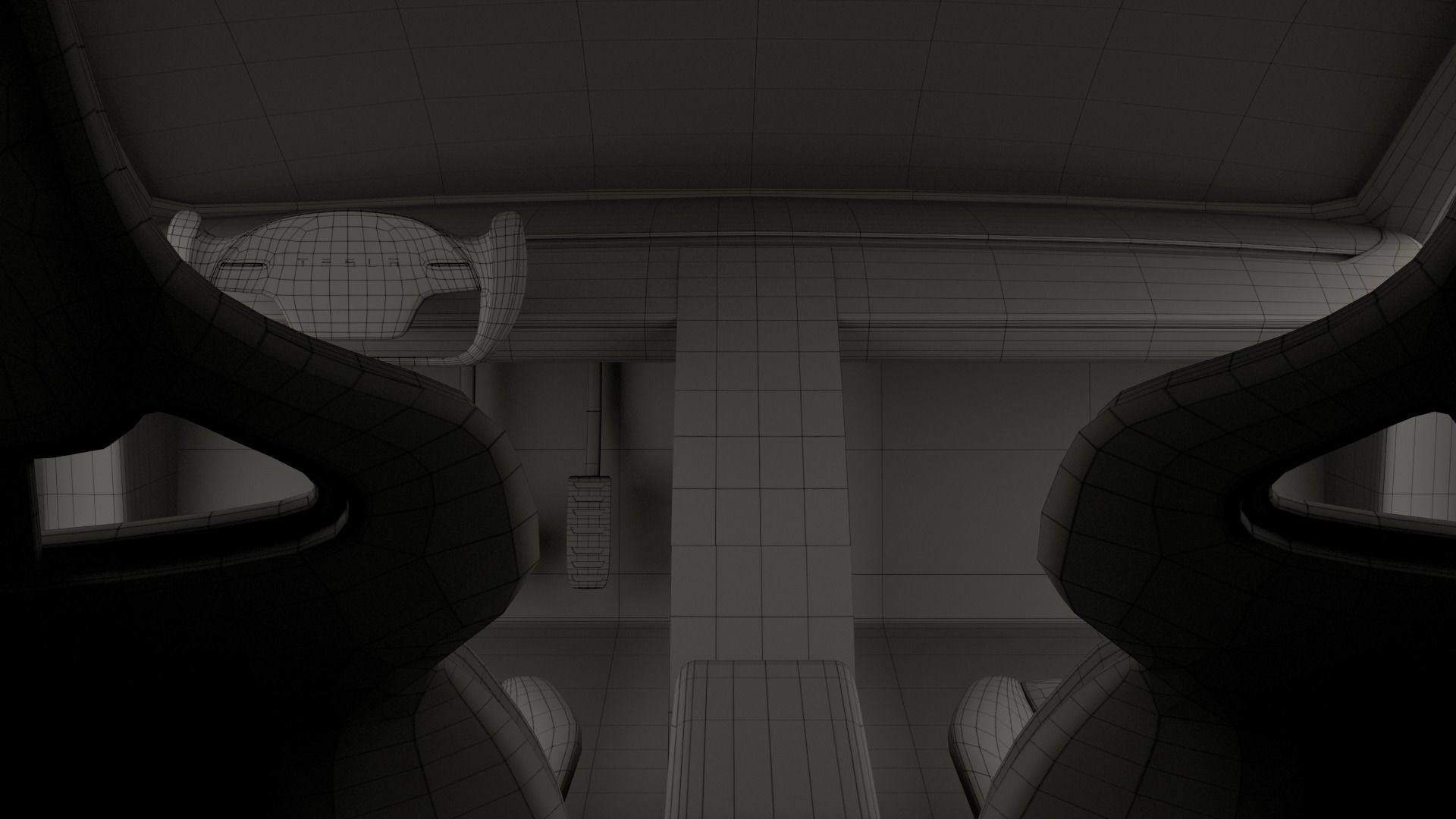 Tesla Roadster Yellow with Interior 3D model_25