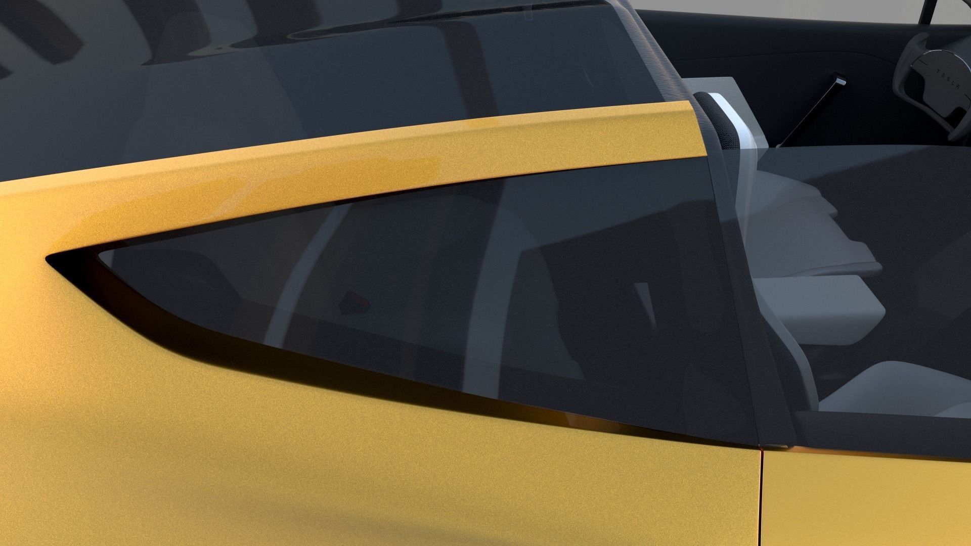 Tesla Roadster Yellow with Interior 3D model_38