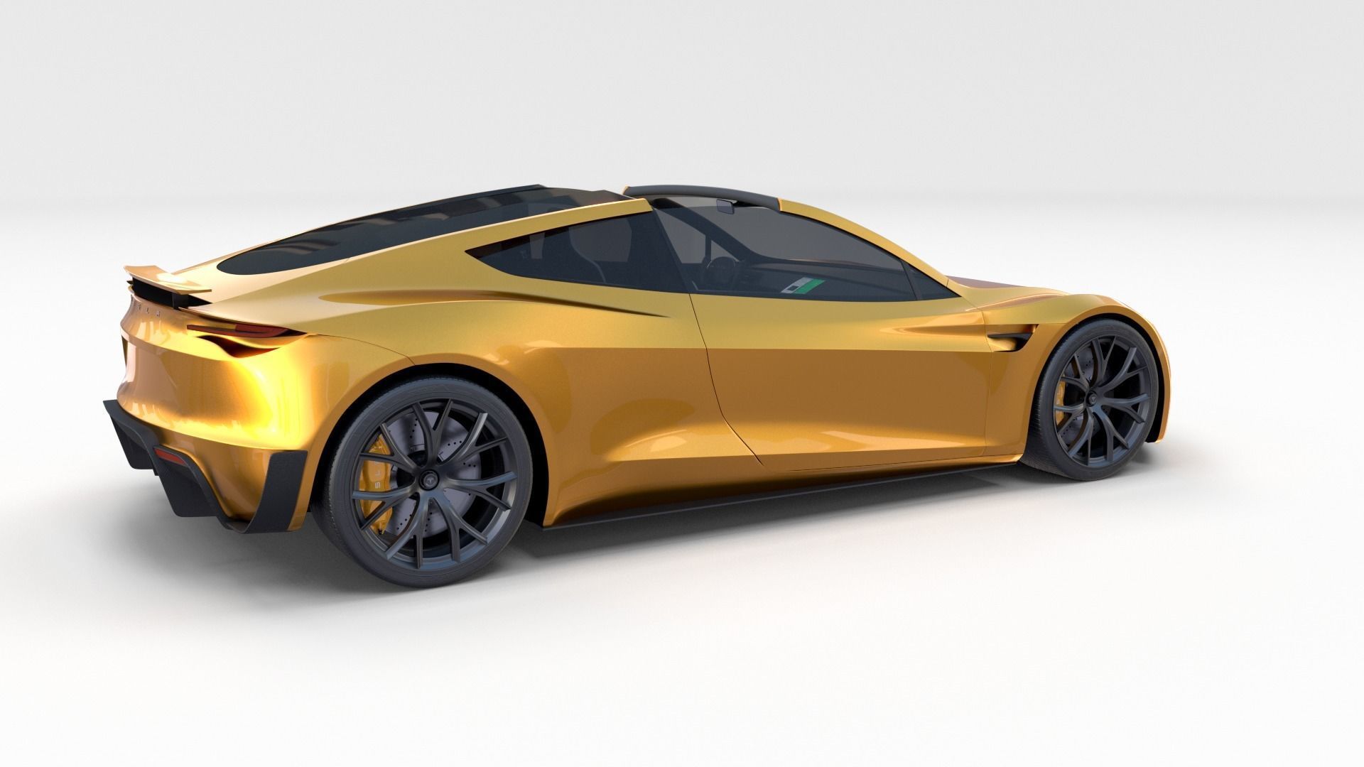 Tesla Roadster Yellow with Interior 3D model_28