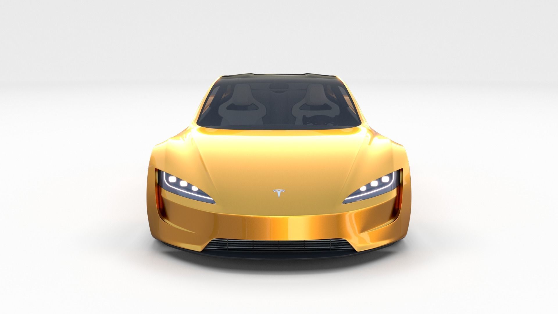 Tesla Roadster Yellow with Interior 3D model_21