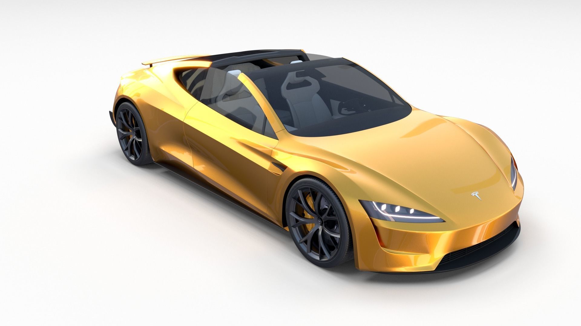 Tesla Roadster Yellow with Interior 3D model_31