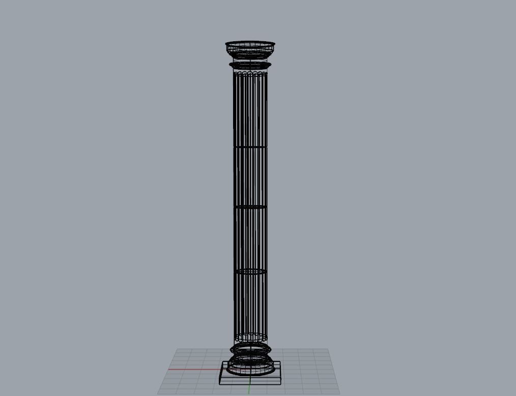 Colonne dorique Romaine Low-poly 3D model_2