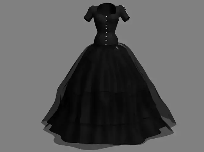 Victorian Gothic Dress 3 Low-poly 3D model