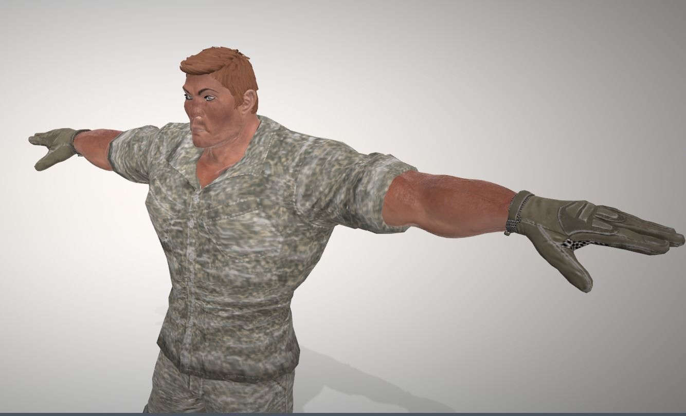 Strong soldier in camouflage 3D model_3