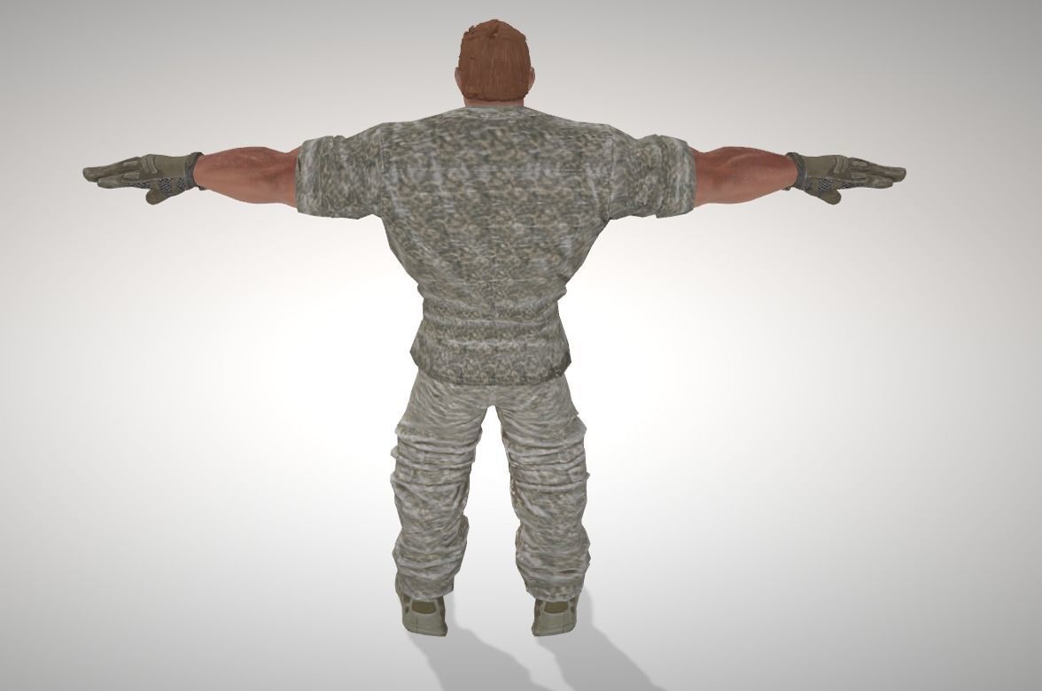 Strong soldier in camouflage 3D model_2