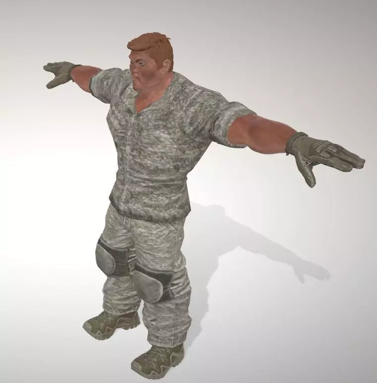 Strong soldier in camouflage 3D model_0