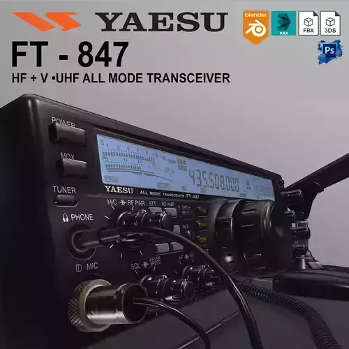 Yaesu FT 847 HF UHF ALL MODE TRANSCEIVER Low-poly 3D model