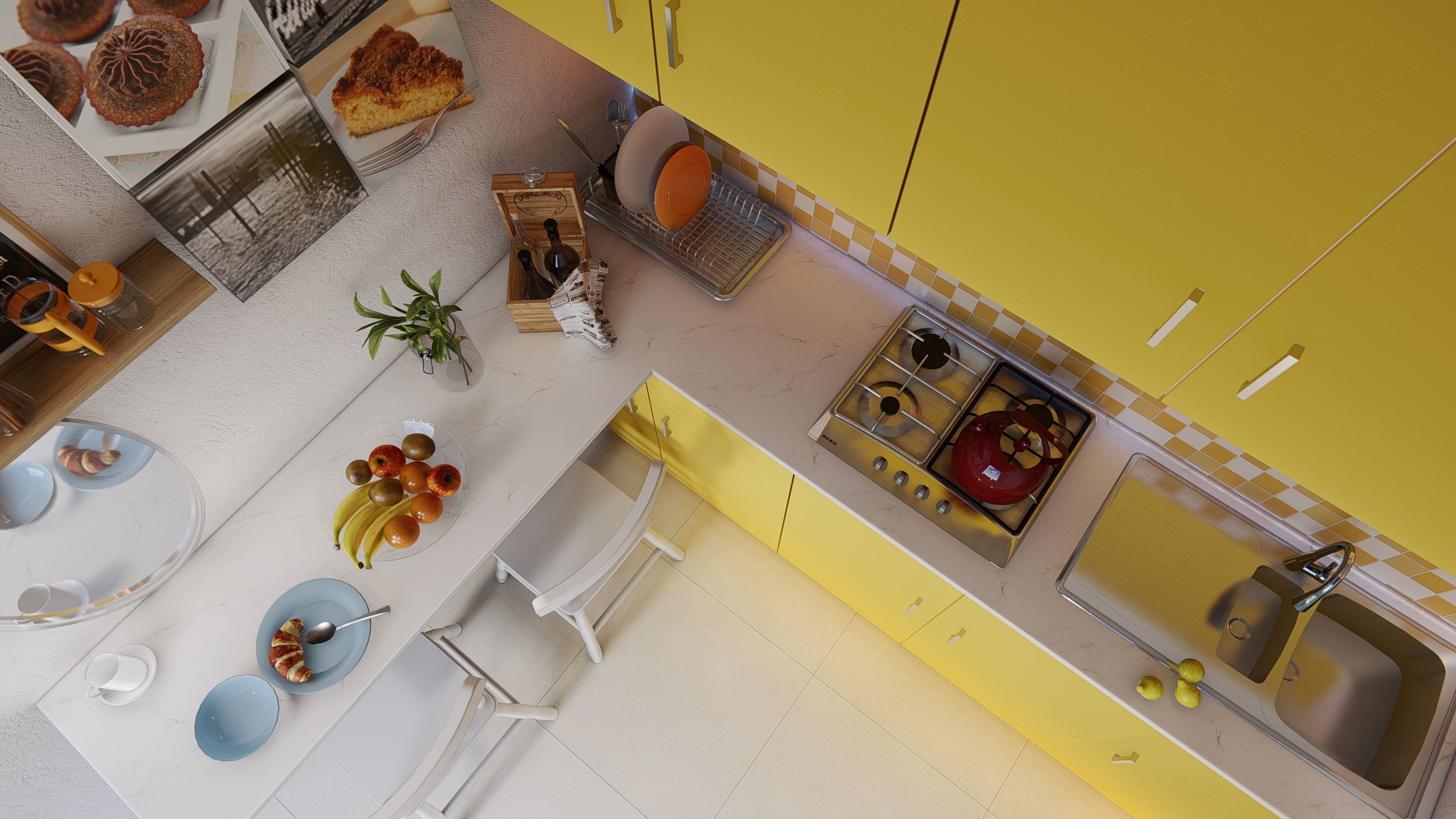 Lumion Skills by Chuck - Yellow Kitchen  3D model_2