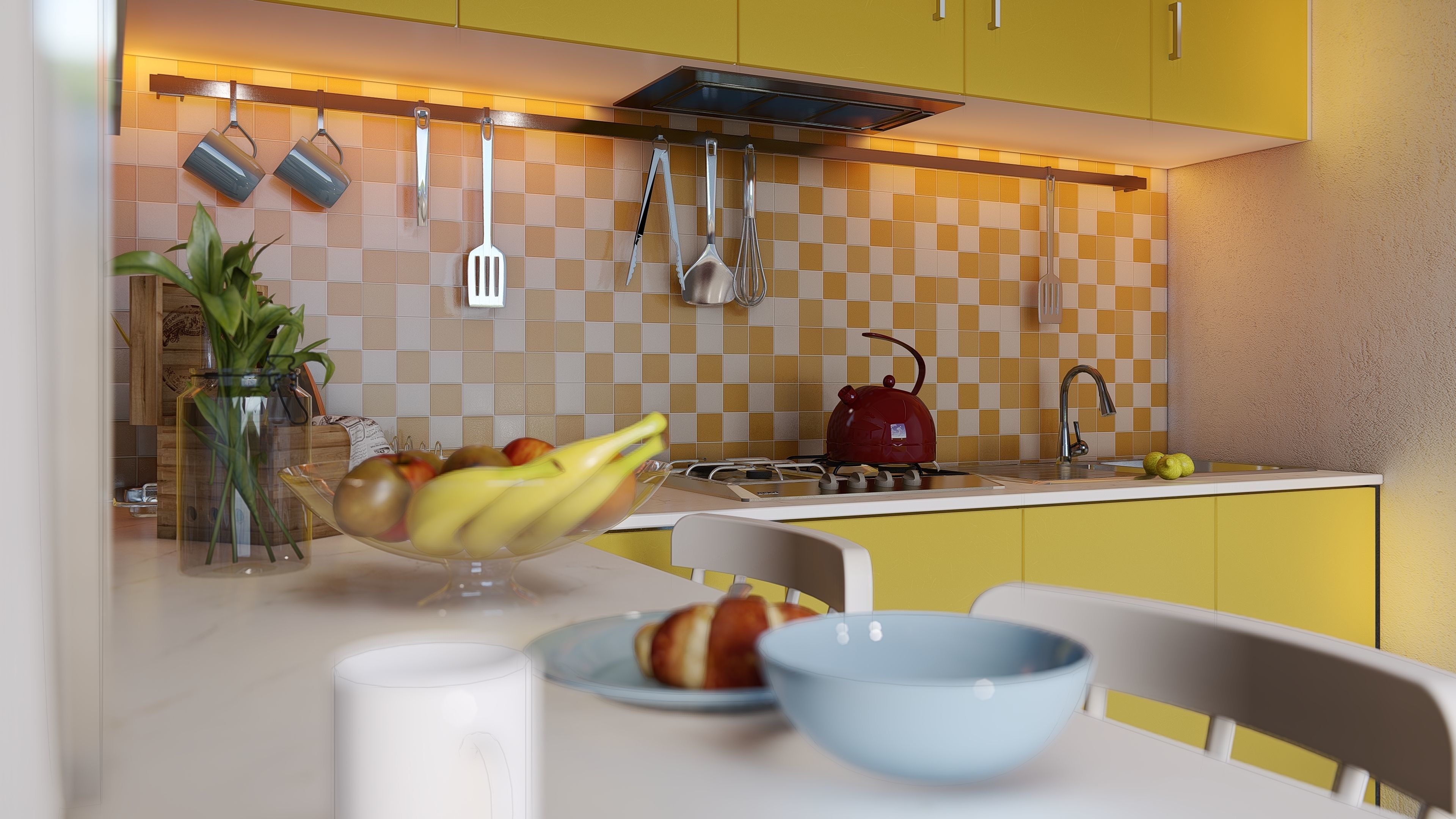 Lumion Skills by Chuck - Yellow Kitchen  3D model_3