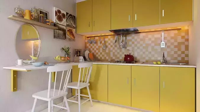 Lumion Skills by Chuck - Yellow Kitchen  3D model