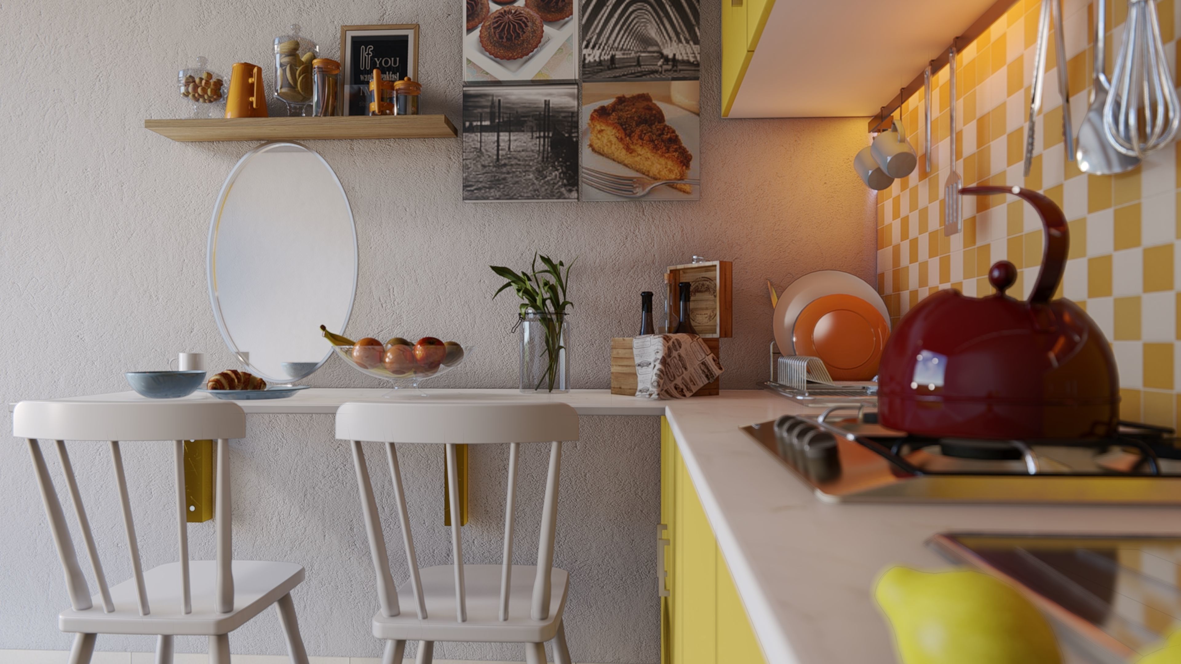 Lumion Skills by Chuck - Yellow Kitchen  3D model_1