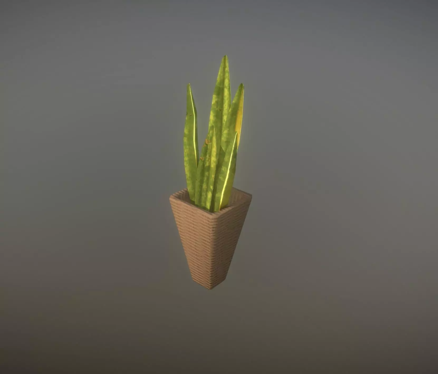 Houseplant with basket game ready and low poly Low-poly 3D model_0