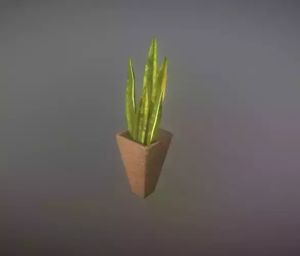 Houseplant with basket game ready and low poly Low-poly 3D model