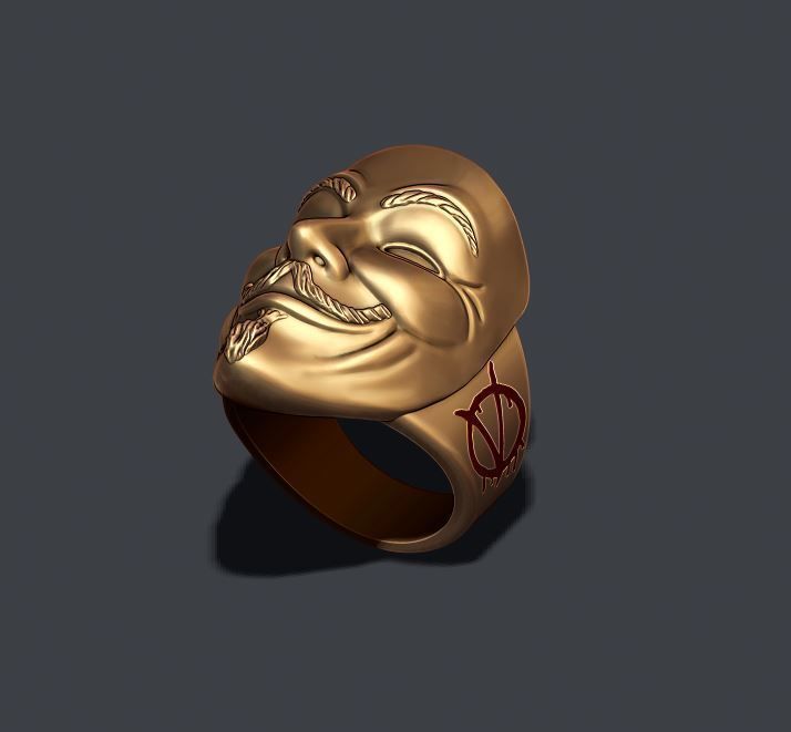 Vendetta anonymous ring 3D print model_7