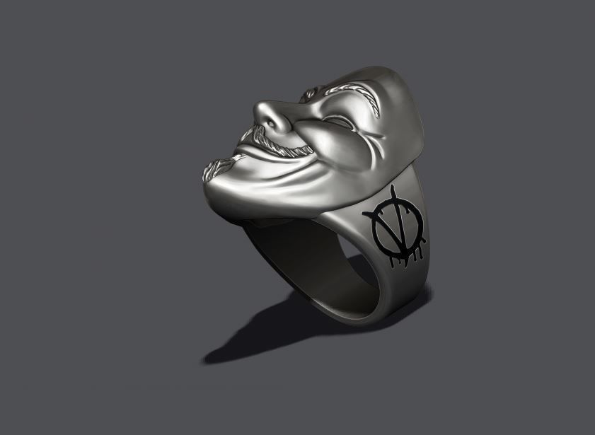 Vendetta anonymous ring 3D print model_3