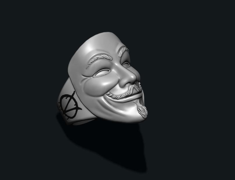 Vendetta anonymous ring 3D print model_6