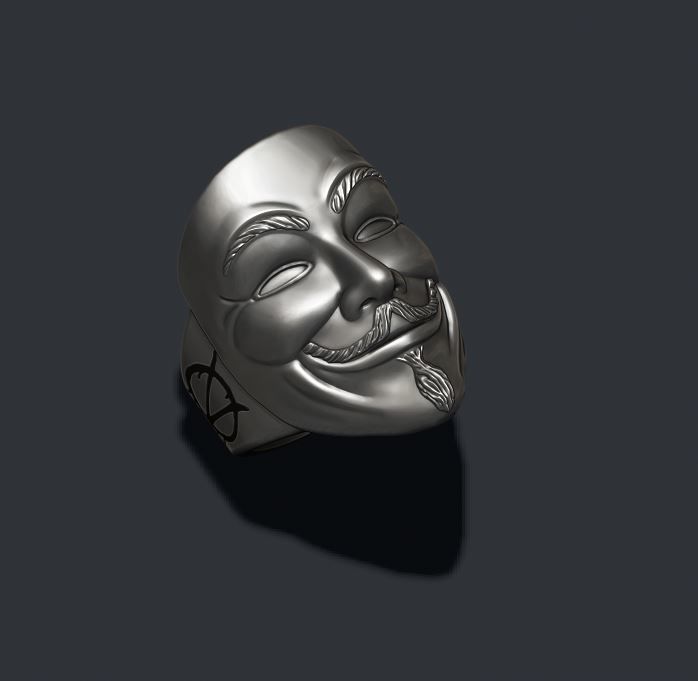 Vendetta anonymous ring 3D print model_1