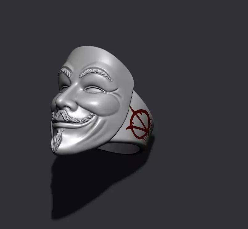 Vendetta anonymous ring 3D print model_0